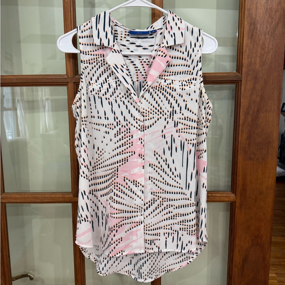 Apt. 9 Sleeveless Blouse - Pink, Black, and White